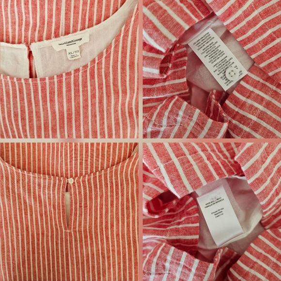 Beach Lunch Lounge Red & White Sleeveless Stripe Linen Dress - Picture 7 of 15